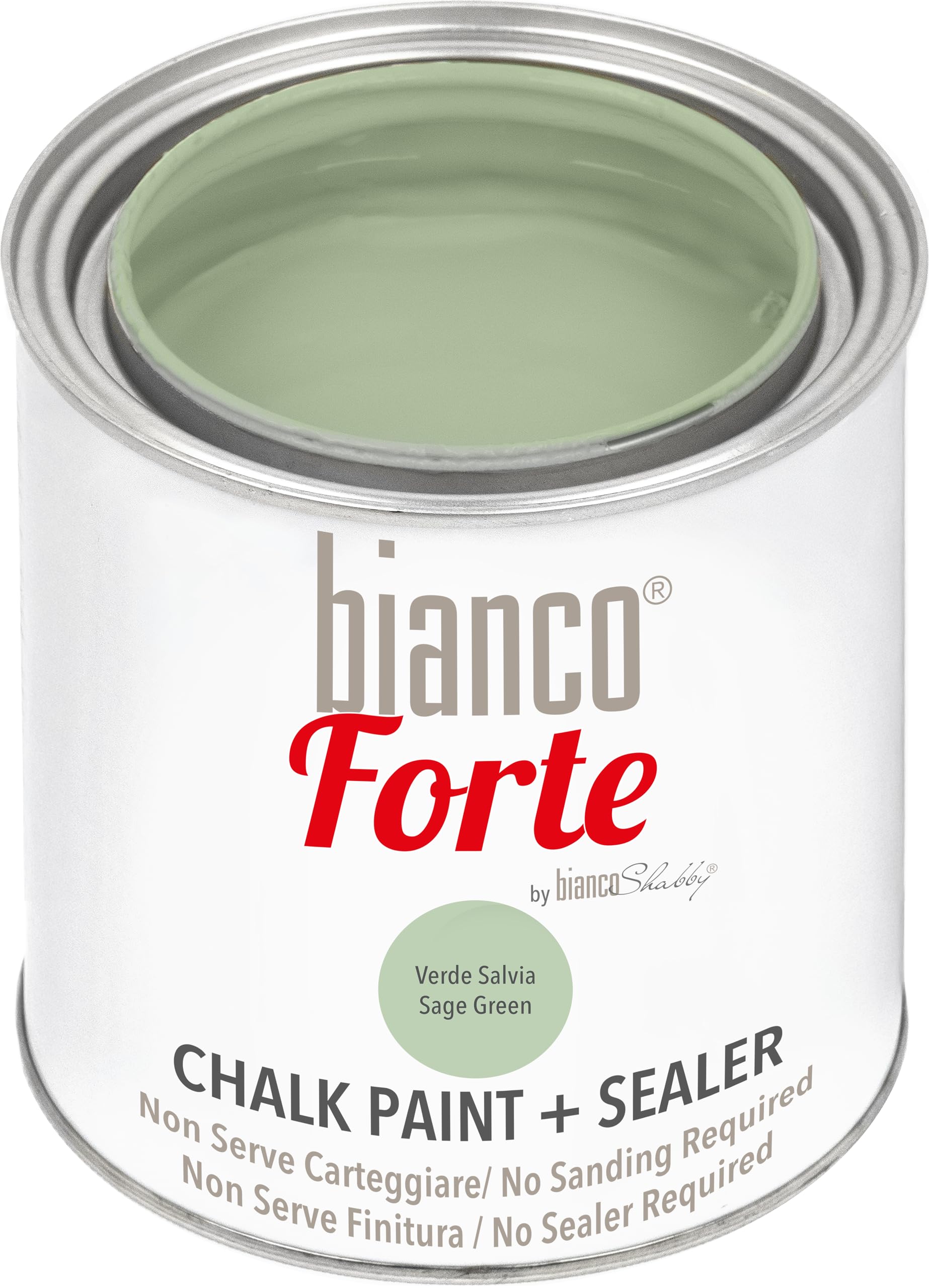 Bianco Forte Peinture à la Craie & Vernis 2-en-1 250ml Vert Sauge Finition Mate Intérieur Extérieur