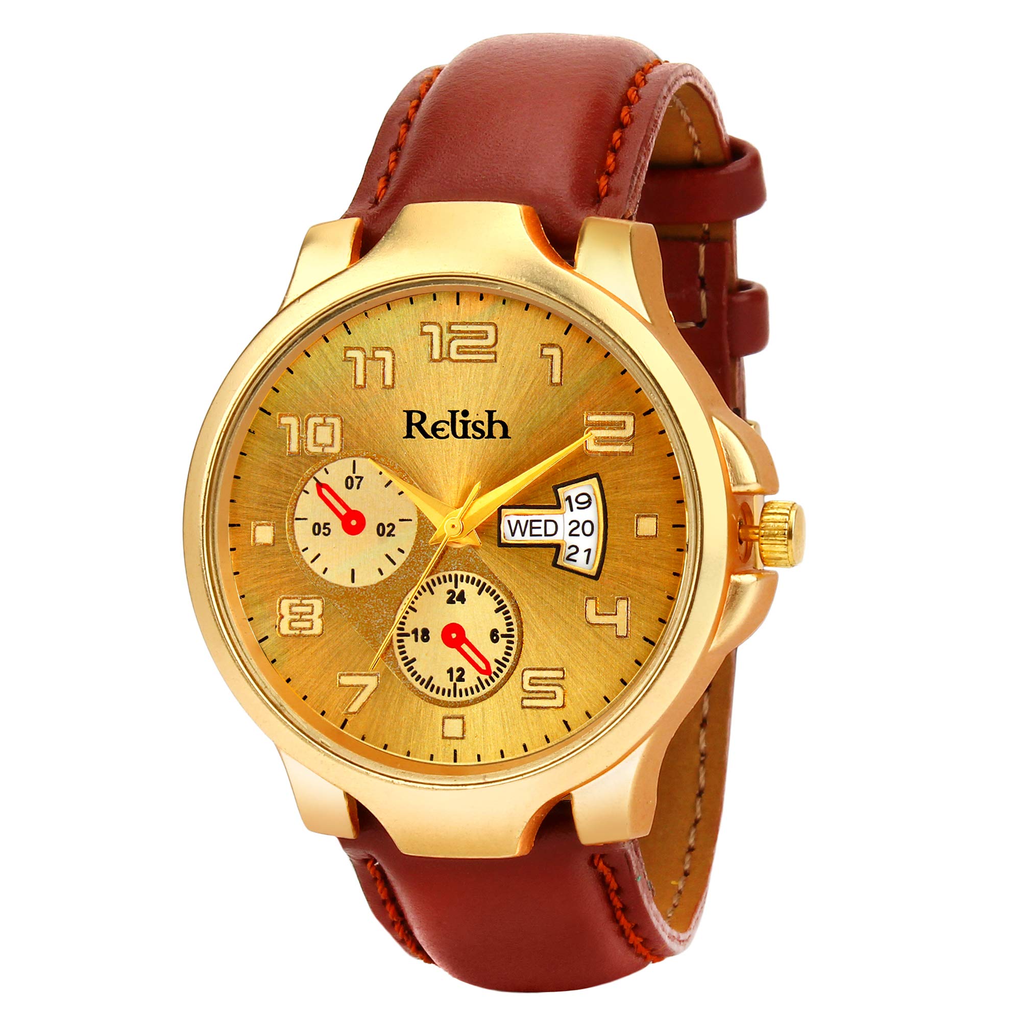 Relish Day and Date Analogue Gold Dial Mens Wrist Watch (B07Q5LZVJQ) Amazon Price History, Amazon Price Tracker