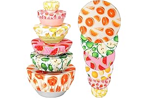 Reusable Stretch Cloth Fabric Bowl Covers- 15 Piece Multipurpose Storage Containers Lids
