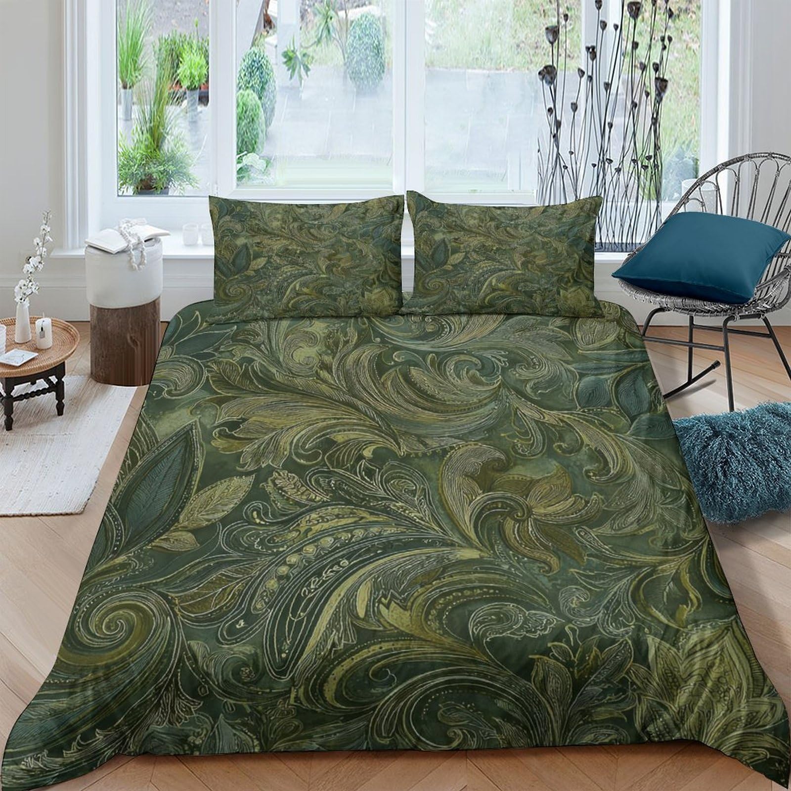 XFKLYNVCJ 3D Printed Ornate floral Duvet Cover Brushed Microfiber Victorian decorative Comforter Cover Stain Resistant Hypoallergenic Breathable Lightweight for Home Bedroom Use Single（135x200cm）