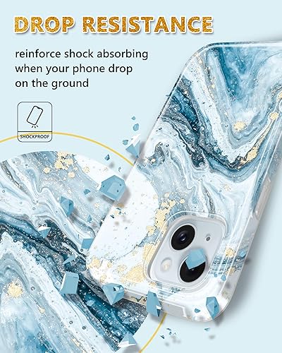 Miniatura 4 de JIAXIUFEN Funda compatible con iPhone 15, diseño de mármol con purpurina dorada, a prueba de golpes, delgada, suave, funda de silicona TPU de 6.1