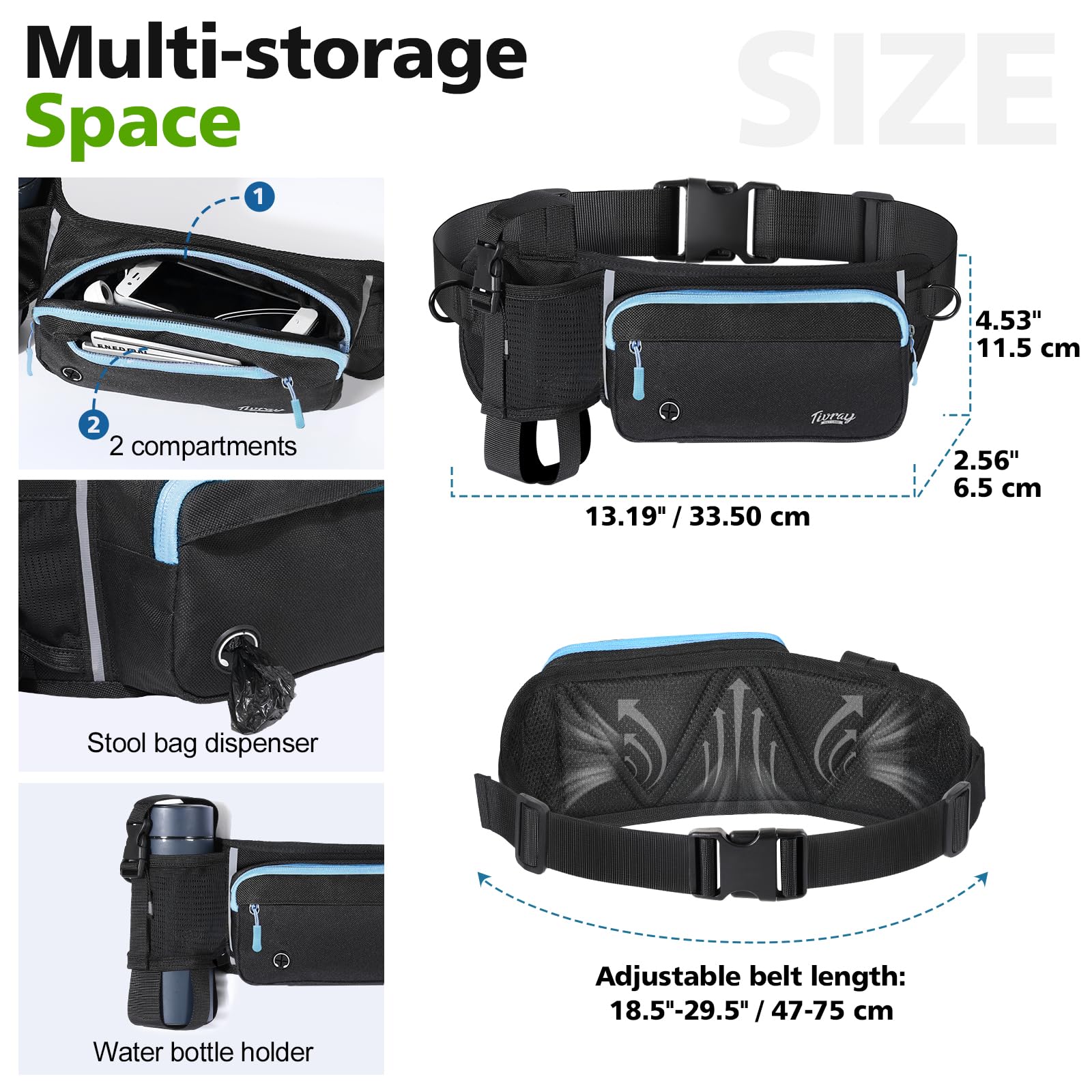 Tivray Hands-Free Leash 2-Pack Adjustable Waist Leash for Small & Medium Dogs - Image 4