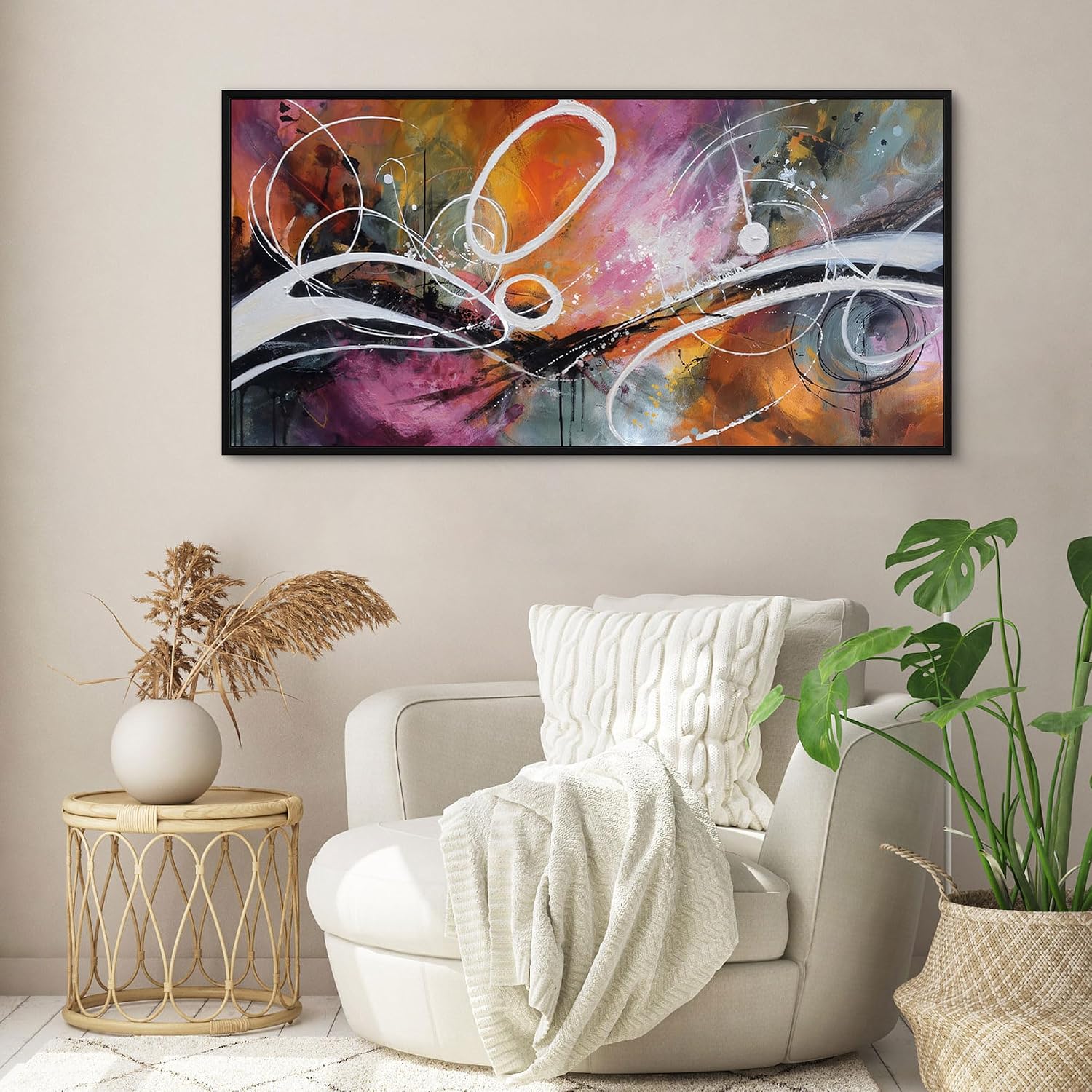 yiijeah Purple Wall Decor Bedroom Canvas Abstract Bathroom Art Picture Items for Women Framed Artwork Print 40x20 Inches image 5