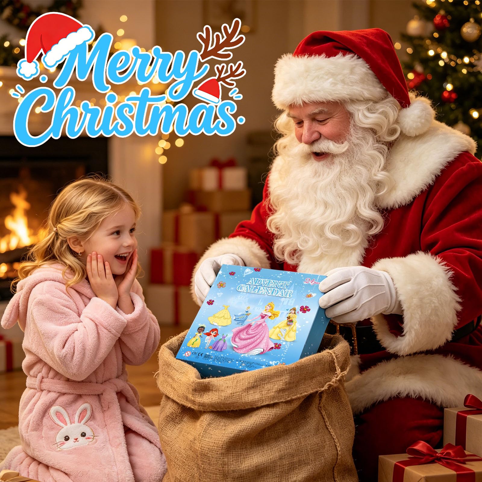Calendario dell'Avvento natalizio 2026, 24 giorni, per ragazze, set di giocattoli da principessa, con 12 bambole da principessa e 12 abiti, scatola per sorprese fai da te, regalo di Natale per bambini