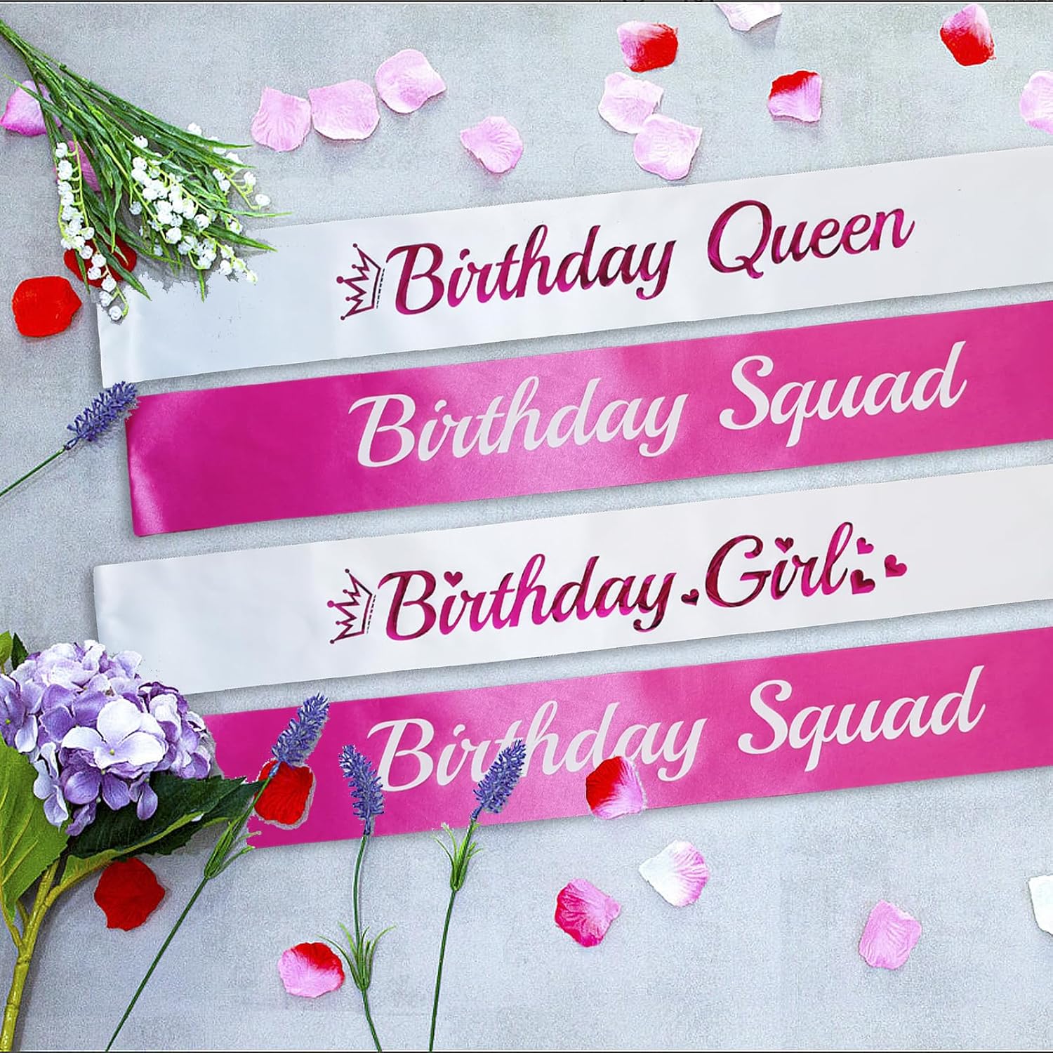 10 PCS Birthday Sashes Kit, Hot Pink Birthday Queen Sash and 9 Pcs Squad Sashes for Women or Girls Fun Party Favors - Image 4