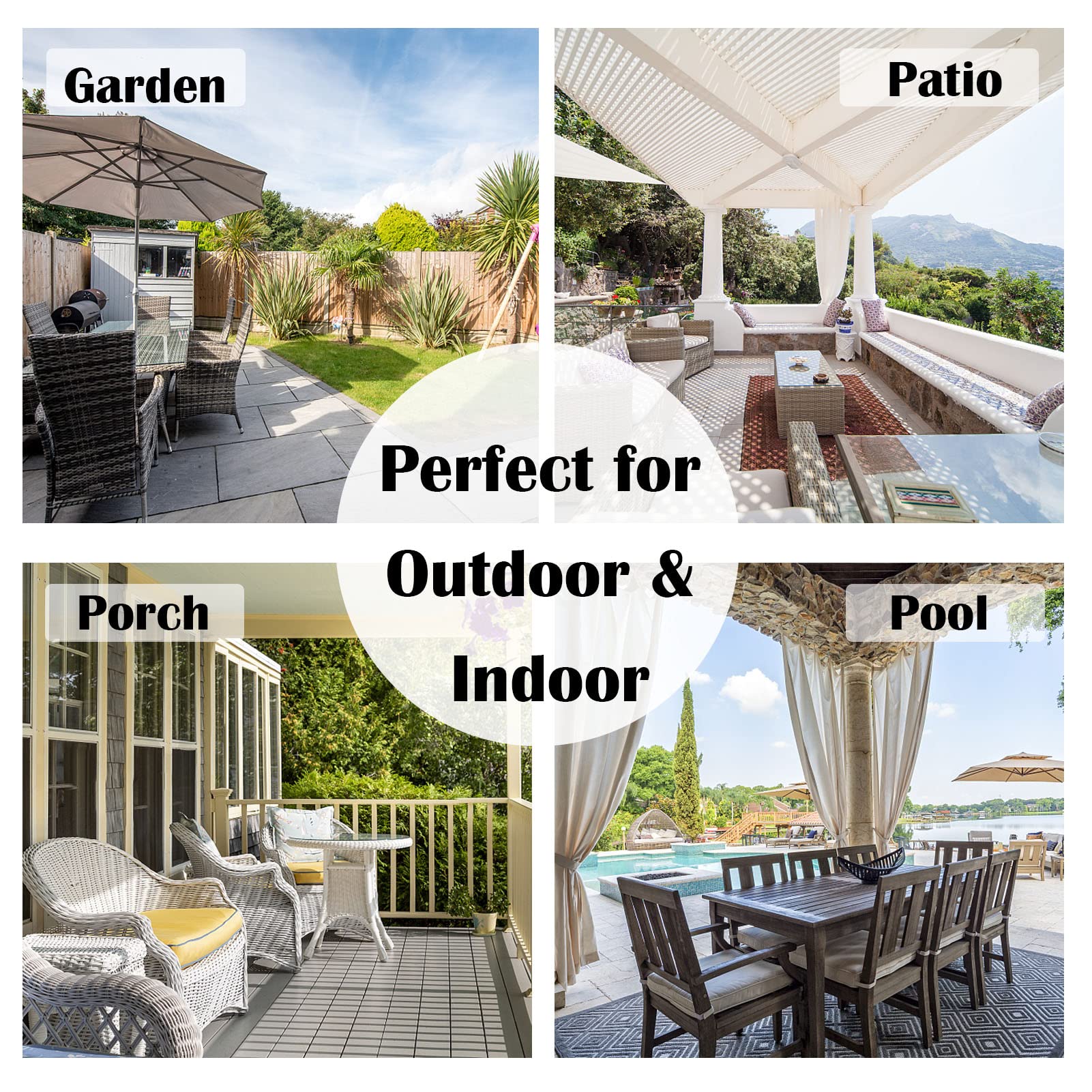 SK Studio Outdoor Vorhang Wasserdicht Terrasse Vorhänge mit Abnehmbaren Schlaufen Sonnenschutz Sichtschutz für Balkon Terrasse Garten Pavillon Strandhaus, 1 Stück Weiss, 132x274cm