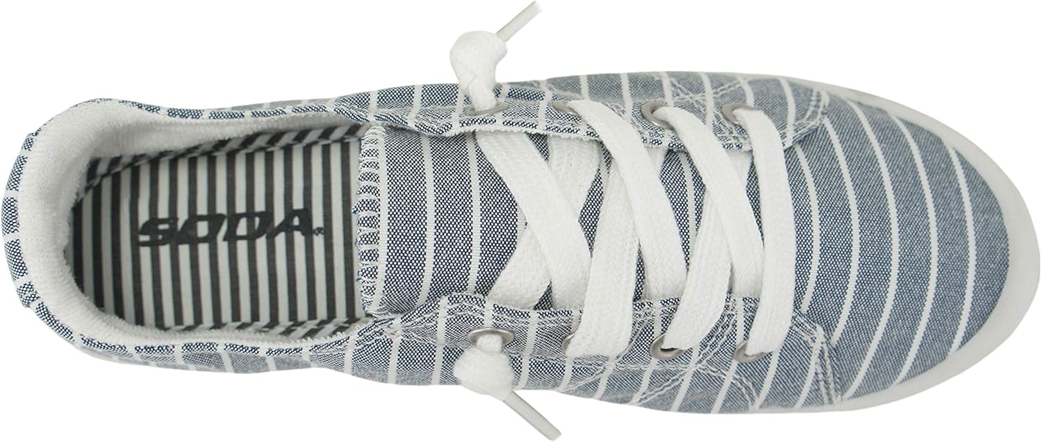 Soda Flat Women Shoes Linen Canvas Slip On Sneakers Lace Up Style Loafers Zig-S - Image 3