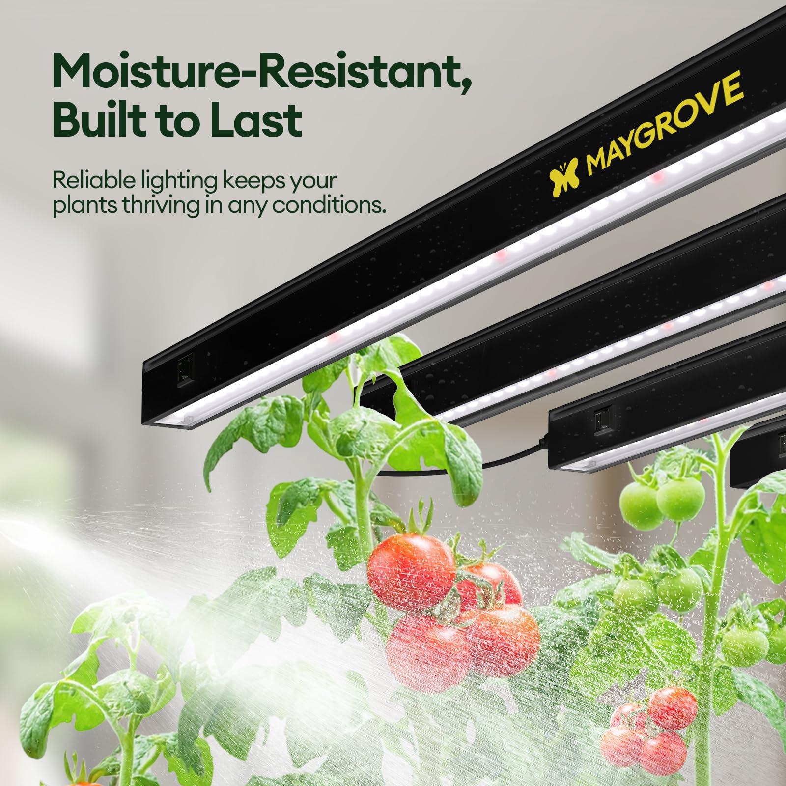MAYGROVE T5 - Tiras de luz LED de espectro completo para plantas verdes y verduras de hoja alta, paquete de 4, color negro