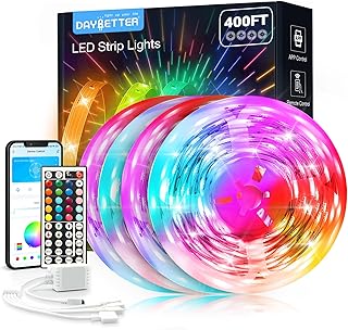 DAYBETTER Led Strip Lights 400 ft (4 Rolls of 100 ft) Smart Led Light Strips with Remote and App Control, RGB Music Sync Color Changing Led Lights for Bedroom, 