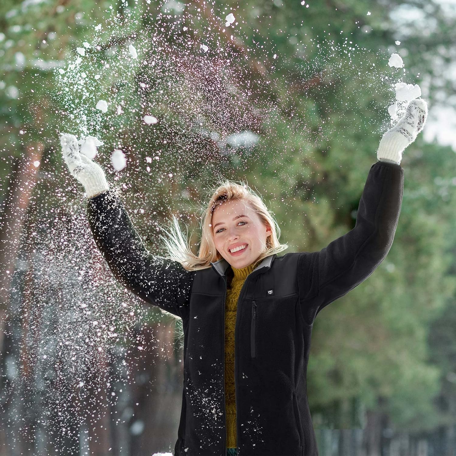 TIDEWE Women’s Heated Jacket Fleece with Battery Pack, Rechargeable Coat for Hunting (Black, Camo, Size S-XXL) - Image 3