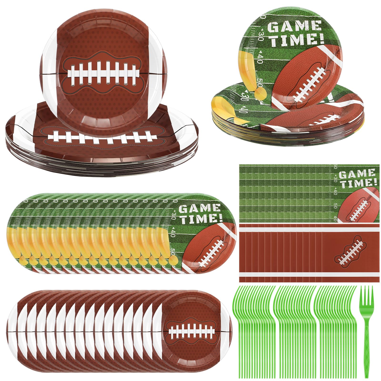 Zhehao 192 Pcs Football Paper Plate and Napkins Set Football Party Supplies