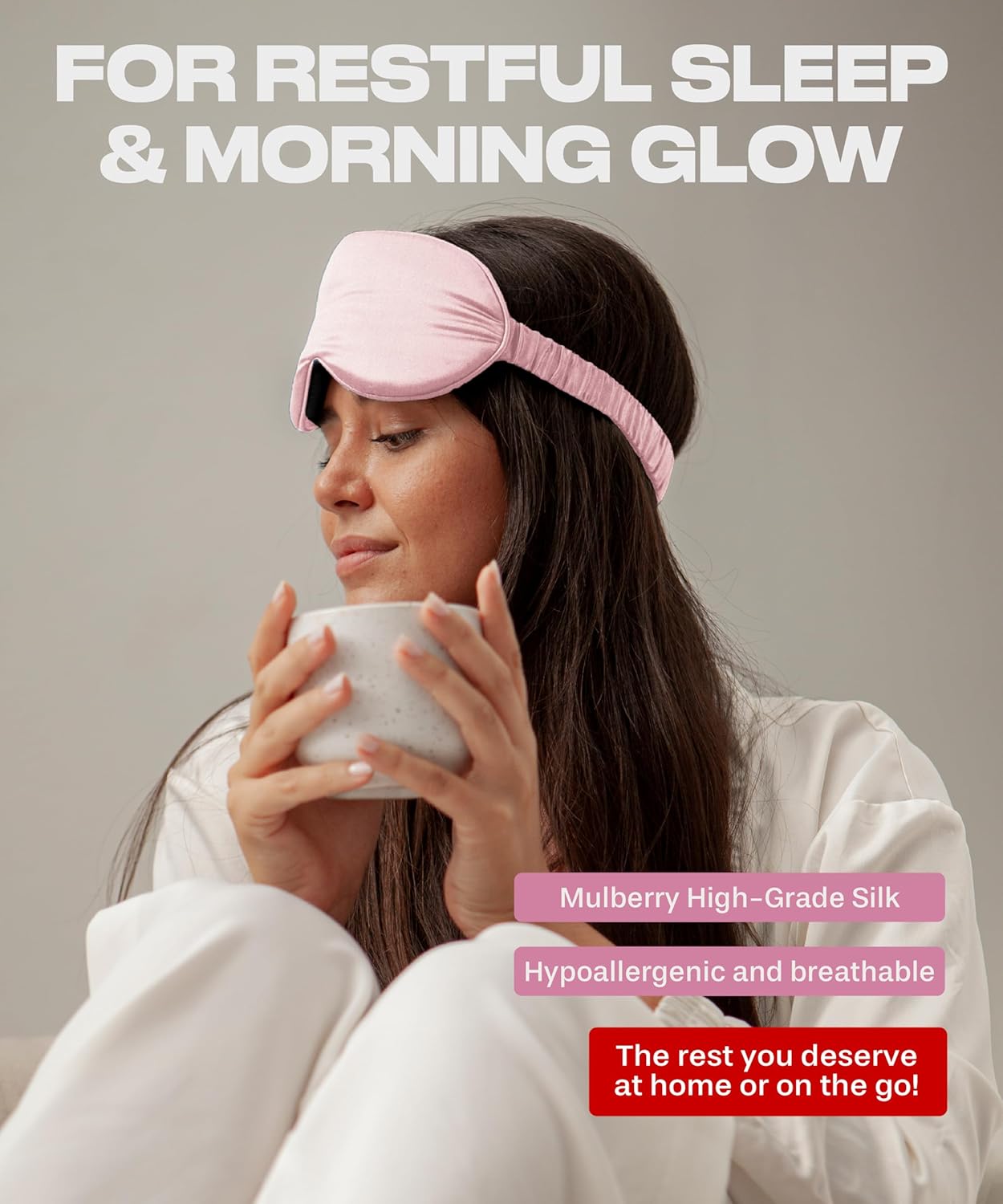 Color Pink SUNDAYSILKS™ Exclusive Mulberry Silk Sleep Mask | Soft Eye Covers, Blackout Sleeping Mask for Women & Men | Silk Eye Mask for Sleep, Travel, and Relaxation | Antifaz para Dormir [Pink Quartz]