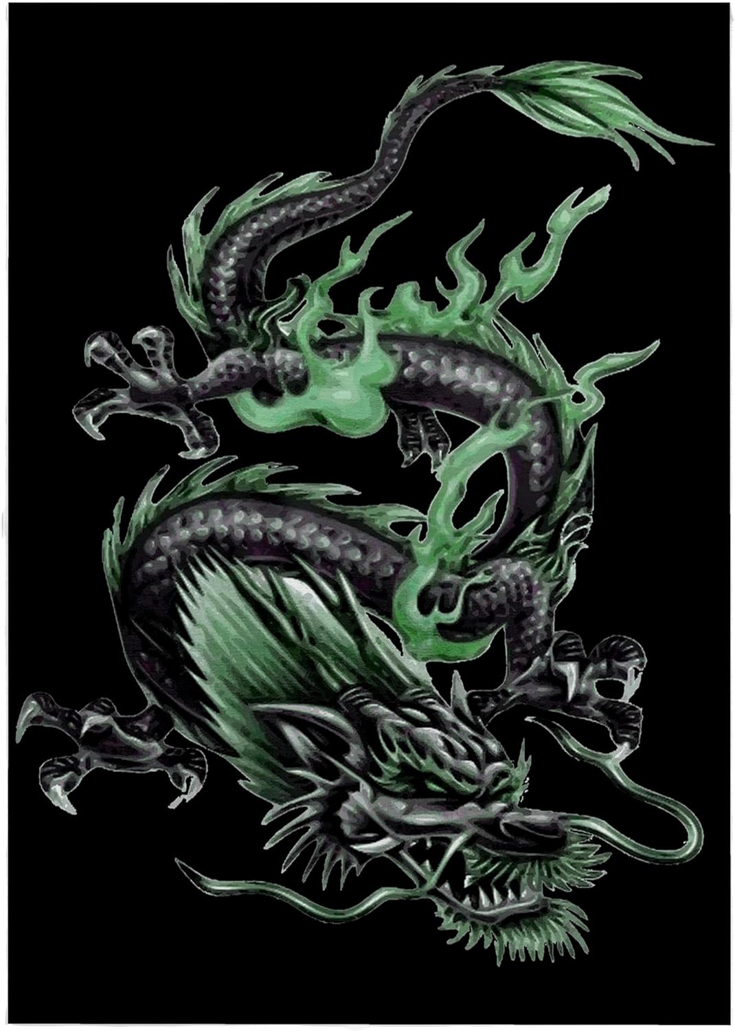 3dRose Viridian Green and Grey Painted Asian Dragon 22x30 Bath Hand Pool Towel