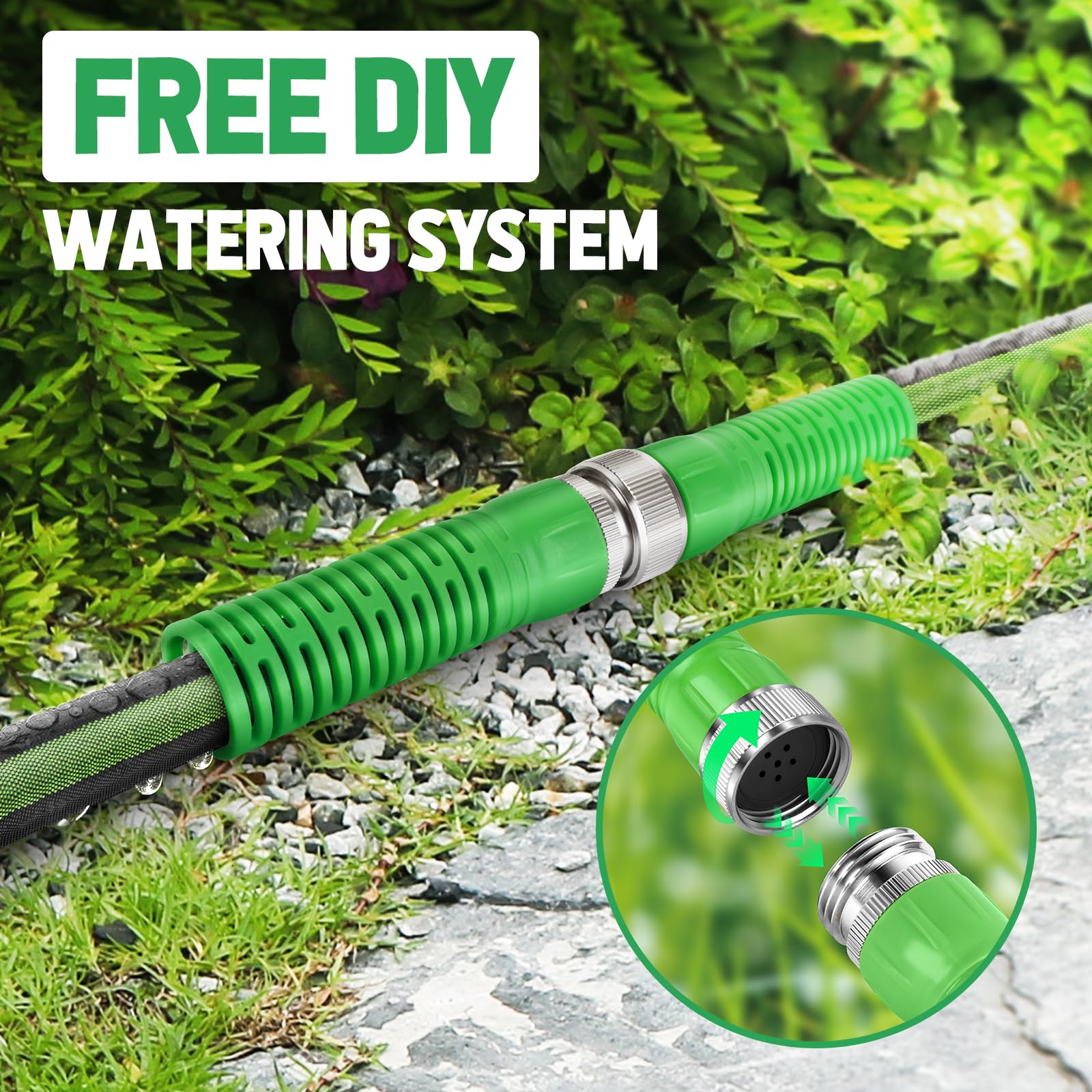 Tubo piatto per irrigazione a goccia, 30 m, per giardino e prati, 80% di risparmio idrico, con estremità in alluminio aeronautico anodizzato, flessibili a doppio strato (15 m x 2 pezzi)