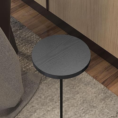Miniatura 7 de Mesa de bebidas, pedestal redondo con base pesada, lado negro, moderno, cóctel, Martini, mesa decorativa prémium para sofá, silla, sala de estar,