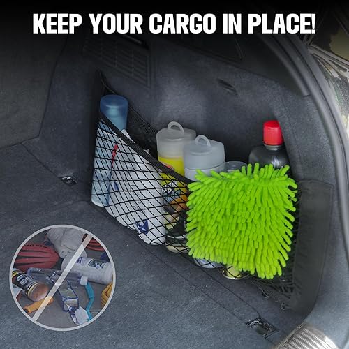 Miniatura 20 de Red de carga universal de malla para almacenamiento en el maletero del automóvil, red elástica de carga para automóvil, bolsillo organizador