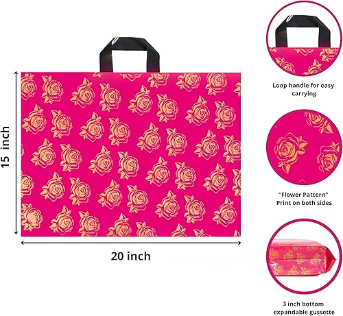 Miniatura 15 de Infinite Pack Bolsas grandes de mercancía de agradecimiento con asa de lazo, bolsa de boutique brillante, refuerzo inferior de 3 pulgadas y 3 mil