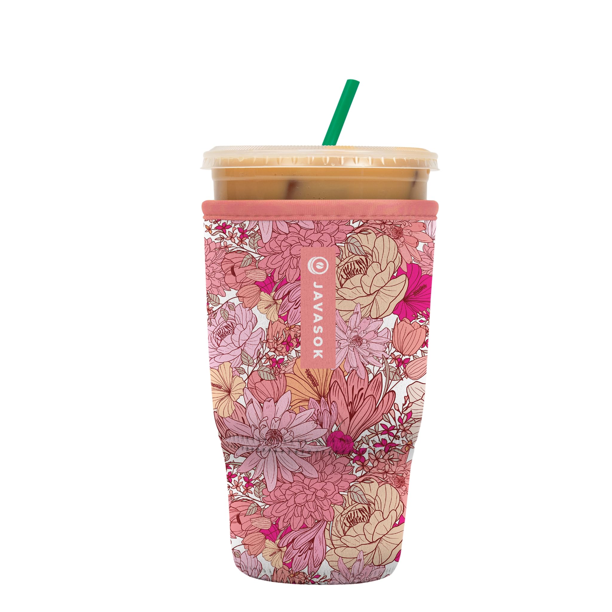 Sok It JavaSok Iced Coffee &amp; Cold Soda Insulated Neoprene Cup Sleeve (Rosy Outlook, Large: 30-32oz)