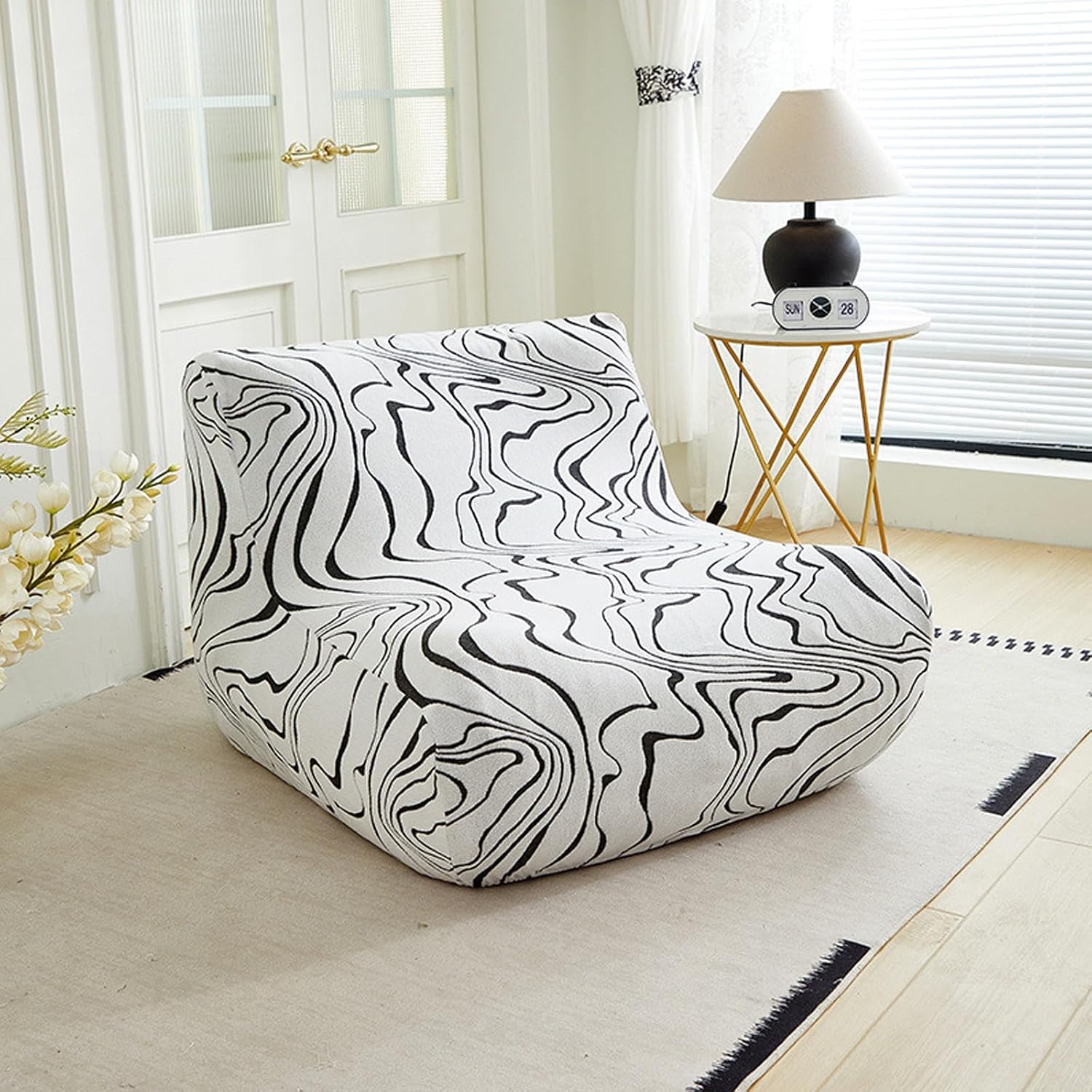 Lazy Floor Sofa Cover, Thicked Fireside Chair Cover Universal Armless Lounge Chaise Slipcover for Fireside Chair Bean Bag Sofa Tatami Chair(Dream Search)