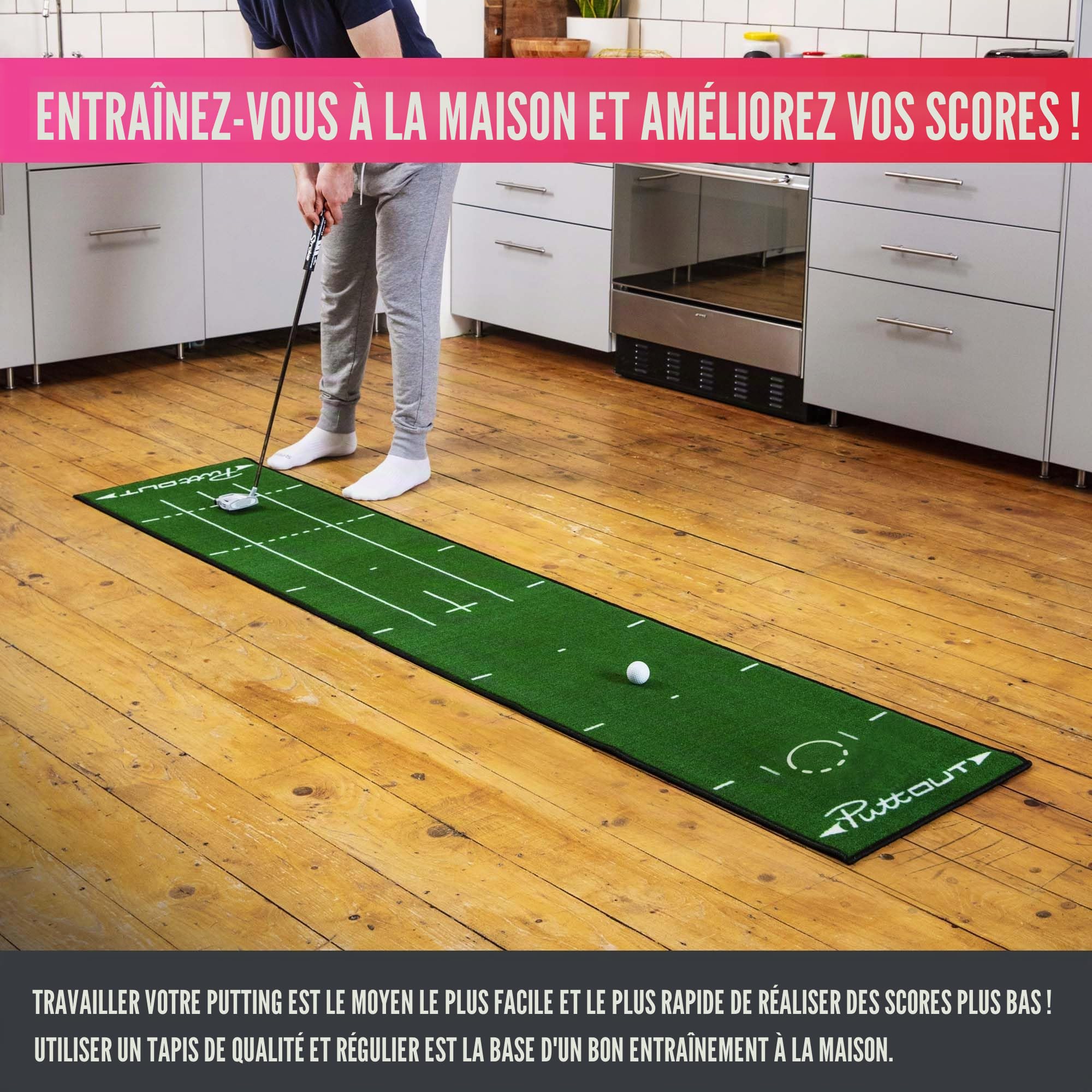 Puttout Pro Golf Tapis de putting