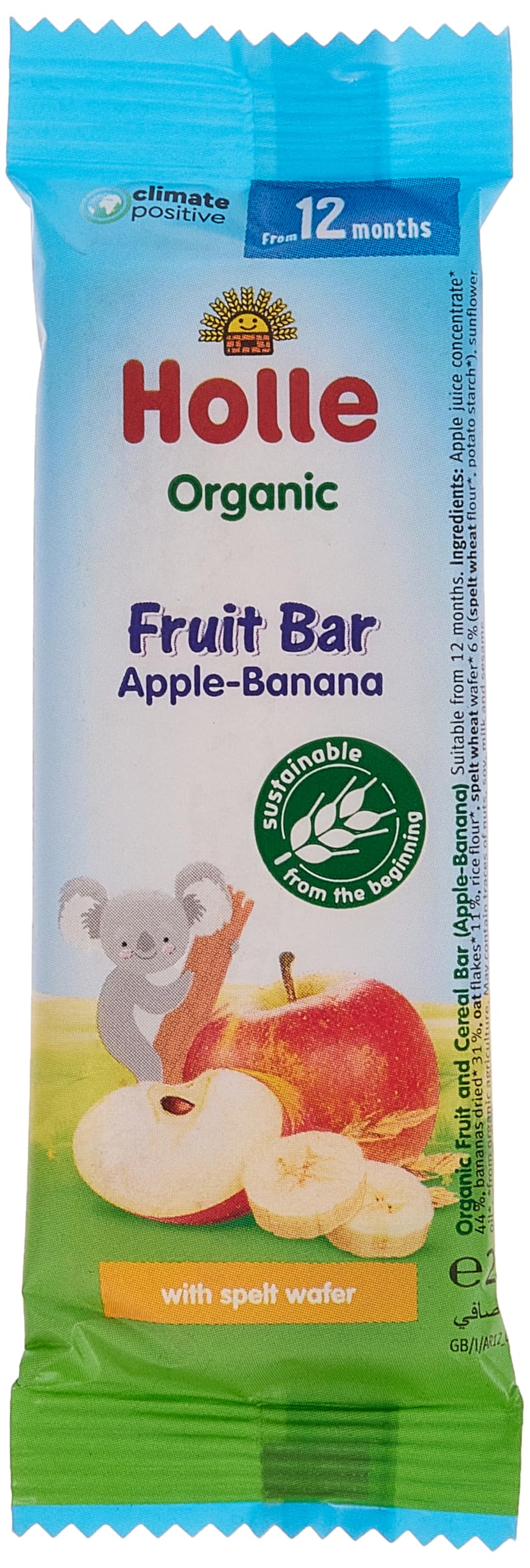 Holle Organic Fruit Bar Apple & Banana, 25G Per