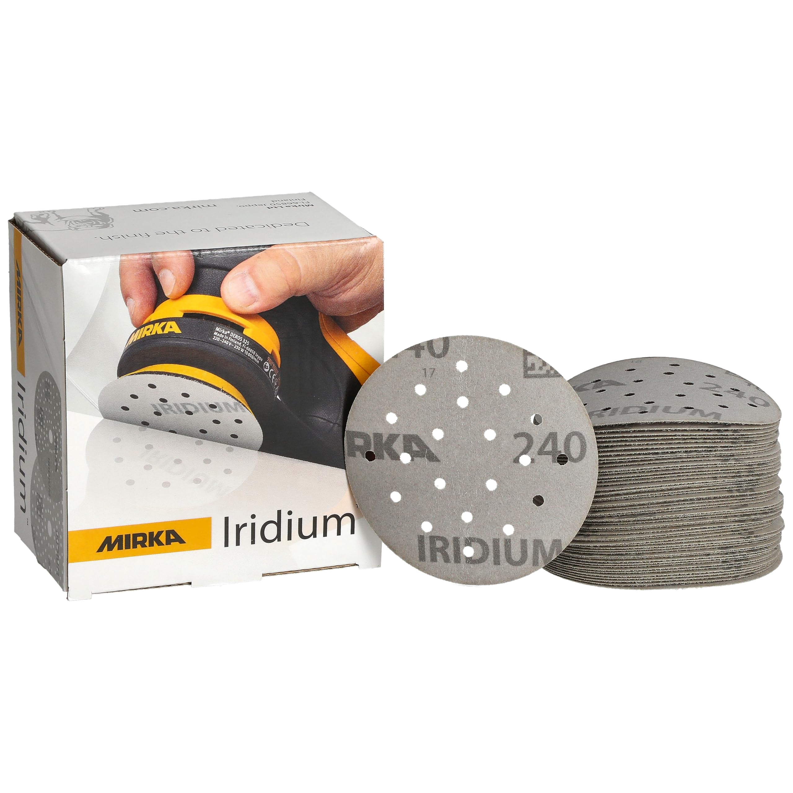 Mirka Iridium Premium Sandpaper 77mm 50 pcs Grit 240 Hook & Loop