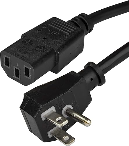 StarTech.com Cable de alimentación de computadora de 6 pies (6.6 ft), NEMA 5-15P plano a C13, 10A 125V, 18AWG, cable de alimentación de CA de