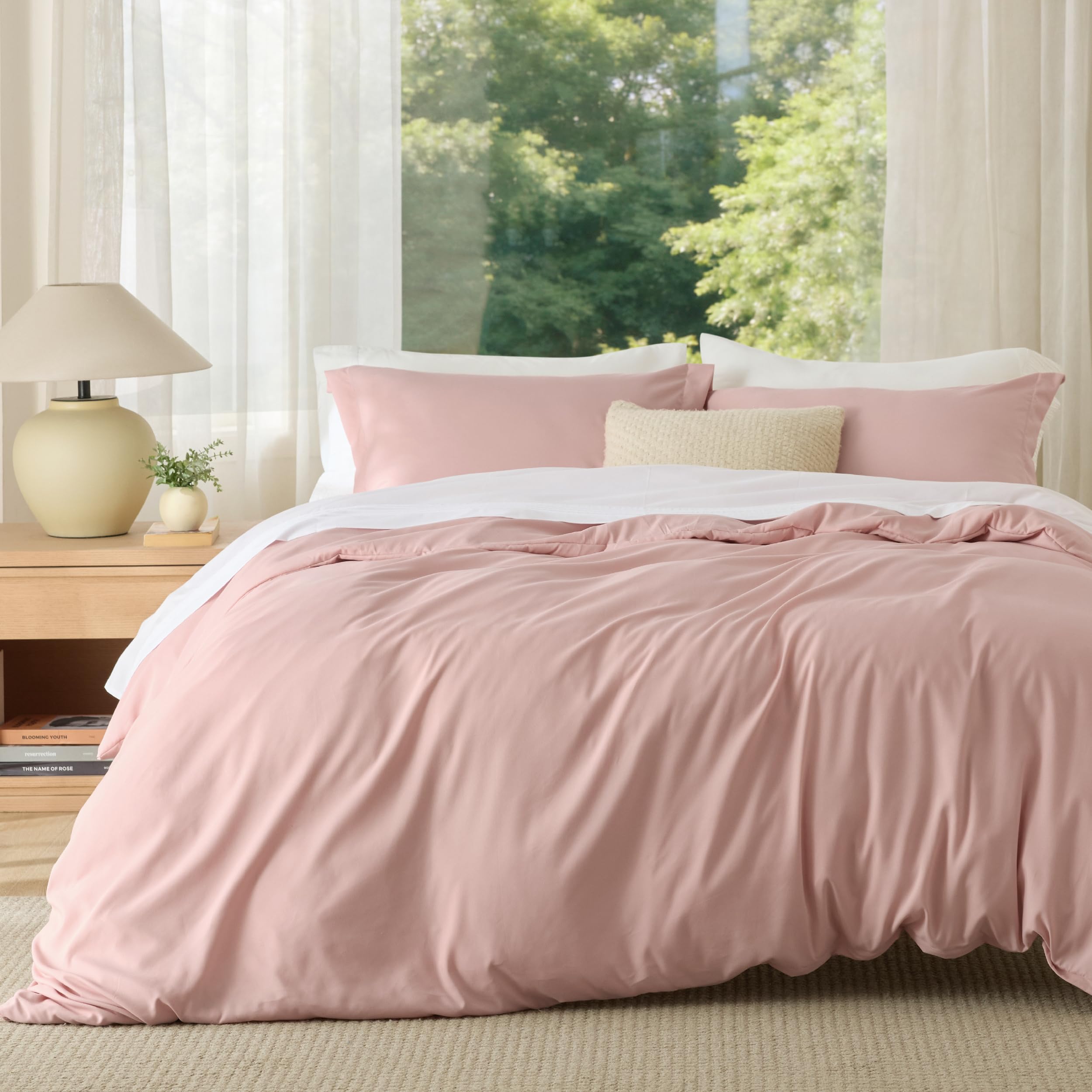 Bedsure Duvet Cover Full Size, 3Pcs Double Brushed Bedding Set, Blush Pink