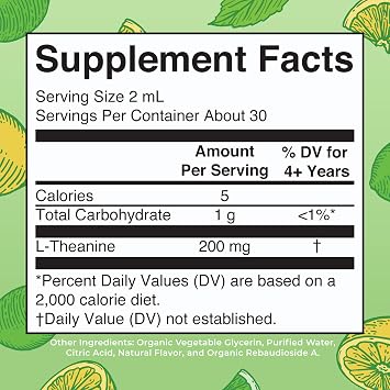 MaryRuth's L Theanine 200mg Liquid Drops for Adults & Kids, 30 Servings | Mood Support, Focus Supplement, Natural Sleep Support, Vegan, Non-GMO