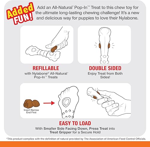 Miniatura 4 de Nylabone Power Chew - Paquete de juguete en forma de nudillo y con golosinas, juguete resistente para perros agresivos y bolsa para golosinas, sabor