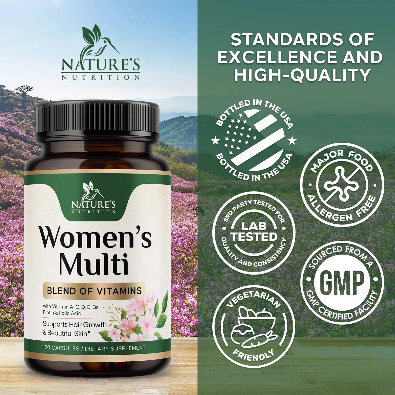 Multivitamin for Women - Complete Multi Vitamin with Vitamins A, C, D, E, B6, B12, Zinc, Calcium & Magnesium, Womens Daily Multimineral Supplement for Hair Skin and Nails Health Support - 120 Capsules — Amazon image 4