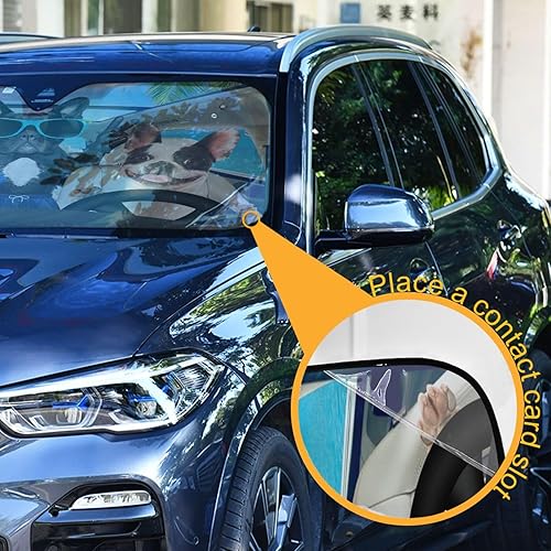 Miniatura 4 de Parasol de parabrisas para automóvil, diseño de Bulldog francés divertido, protector para ventana delantera pequeña de automóvil, VUD