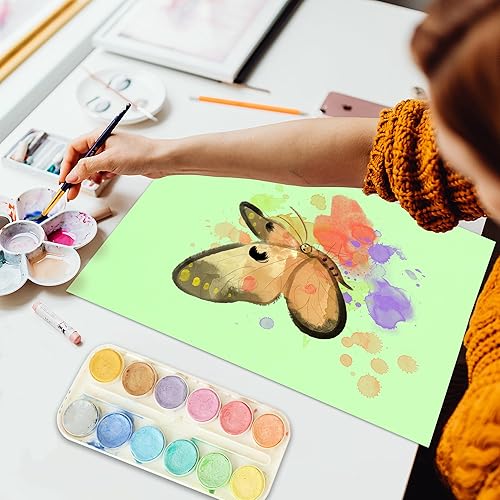 Miniatura 5 de 25 hojas de papel de cartulina verde claro de 8.5 x 11 pulgadas, papel grueso de 92 libras para álbumes de recortes, invitaciones, impresión y