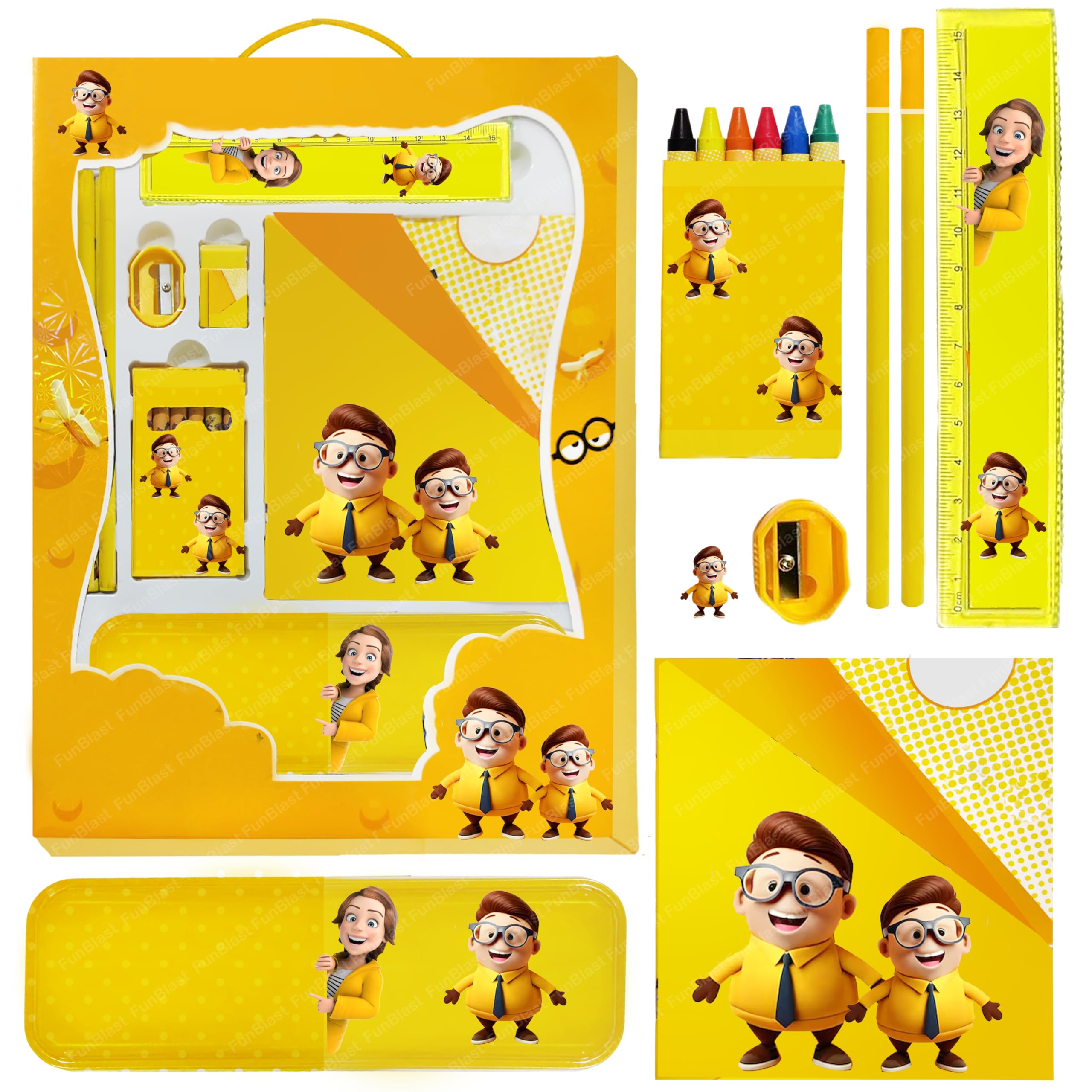 FunBlast Stationary Kit for Kids – Stationery Items for Children, Kawaii Stationary Set, Cartoon Theme Stationary Set for Kids, Return Gift for Birthday for Kids (Cartoon-Yellow) (B0D8HXCGK2) Amazon Price History, Amazon Price Tracker