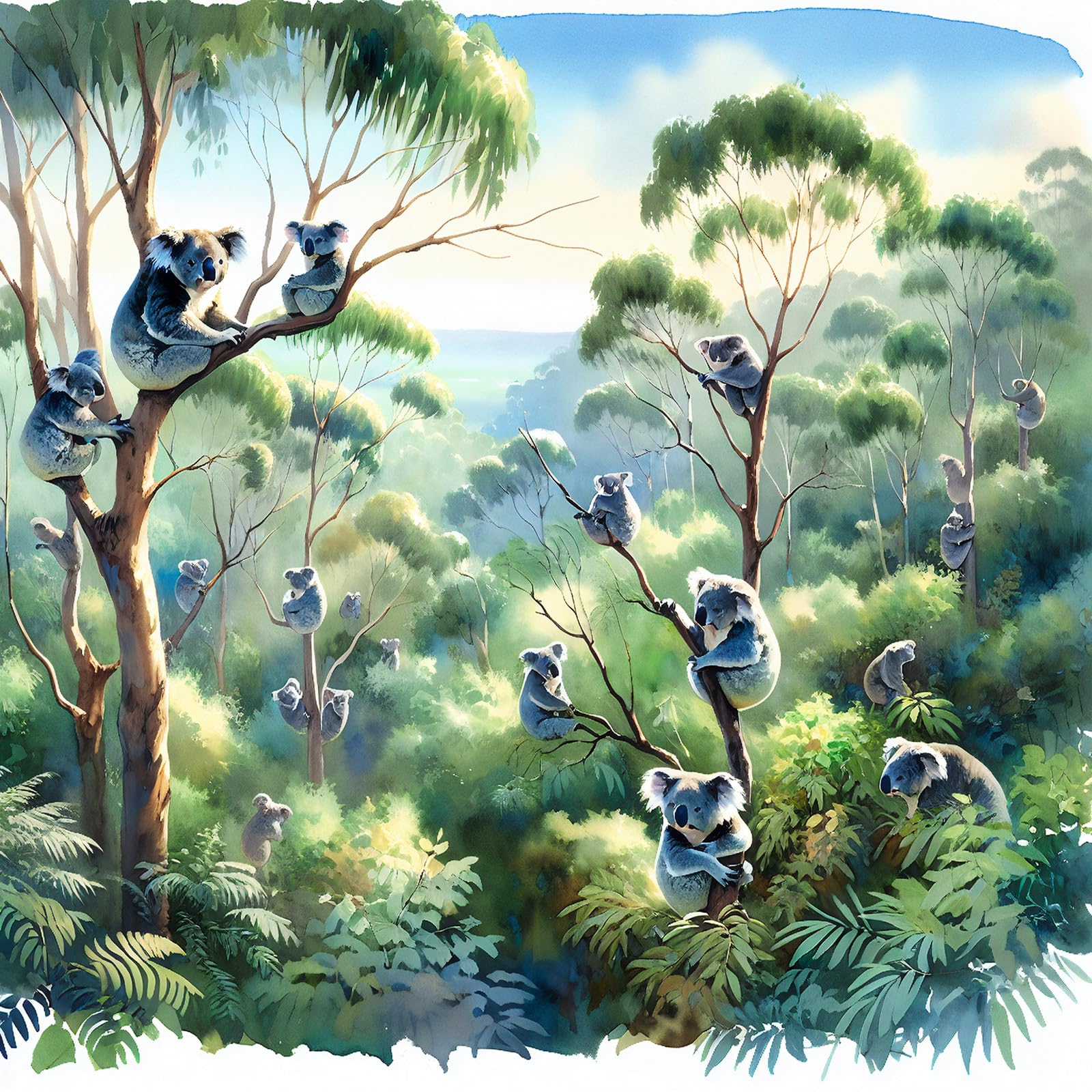 Papier peint panoramique enfants koalas Lumalea pour décorer une chambre de bébé