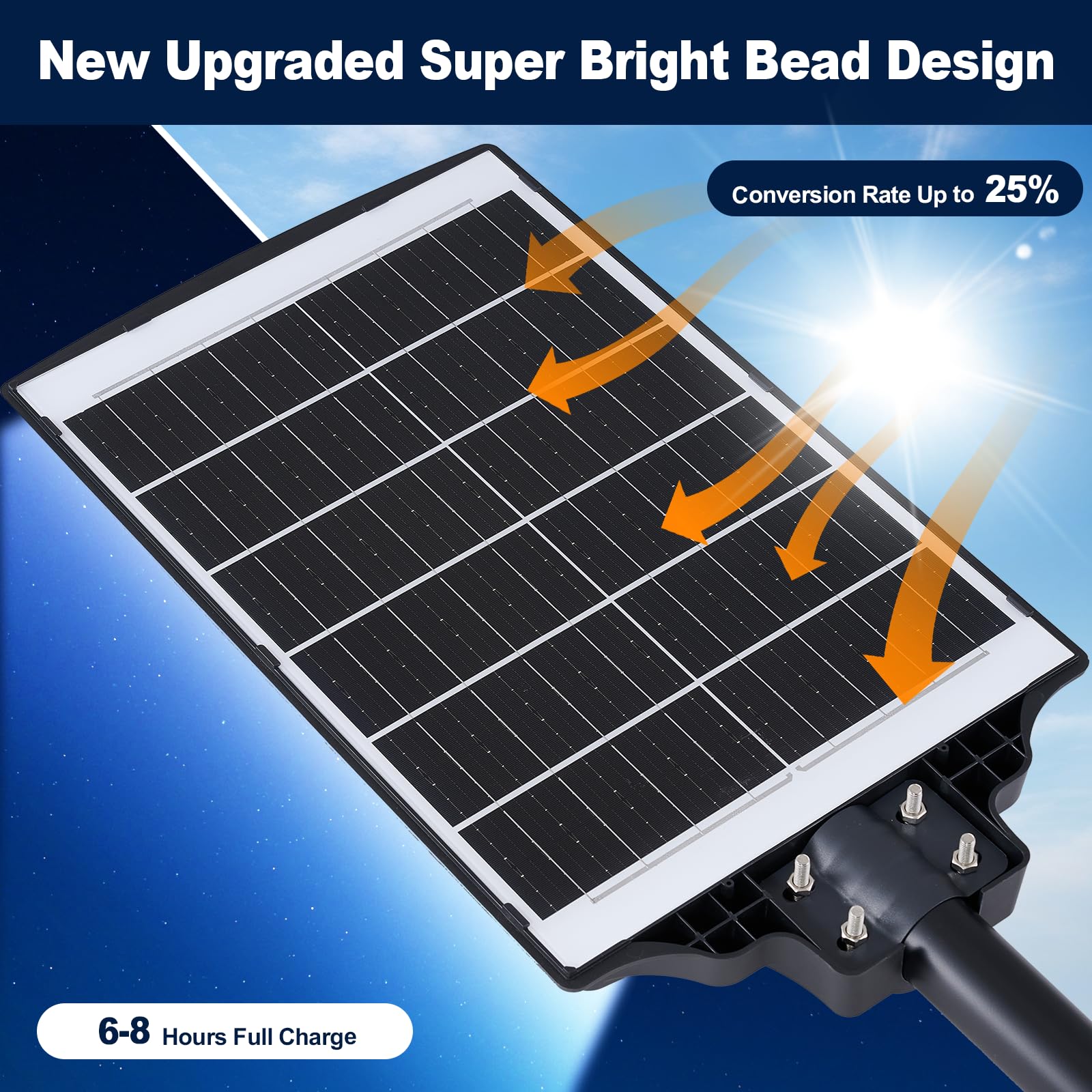 YACAISI Zewnętrzna lampa solarna 4000 W, 8500 K, wodoodporna lampa LED od zmierzchu do świtu, na ulicę, podwórko, podwórze, drogę