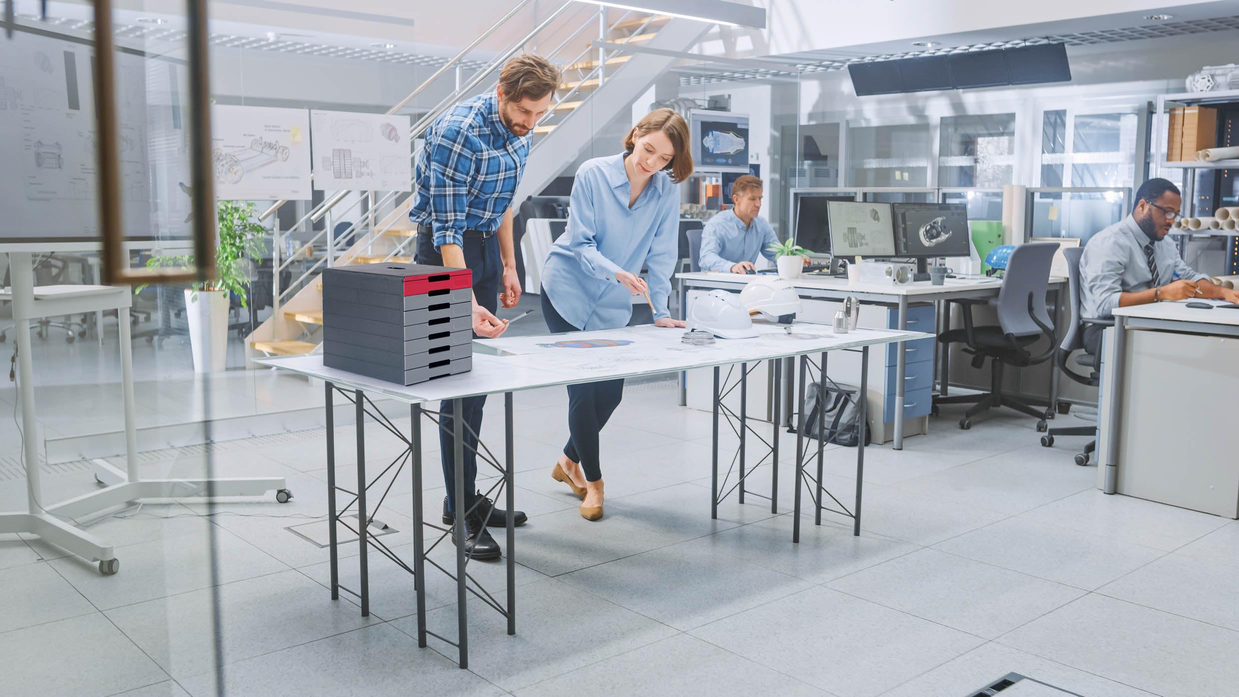 Durable pudełko z szufladami (Idealbox Pro) 7 przegródek, czerwone, 776303