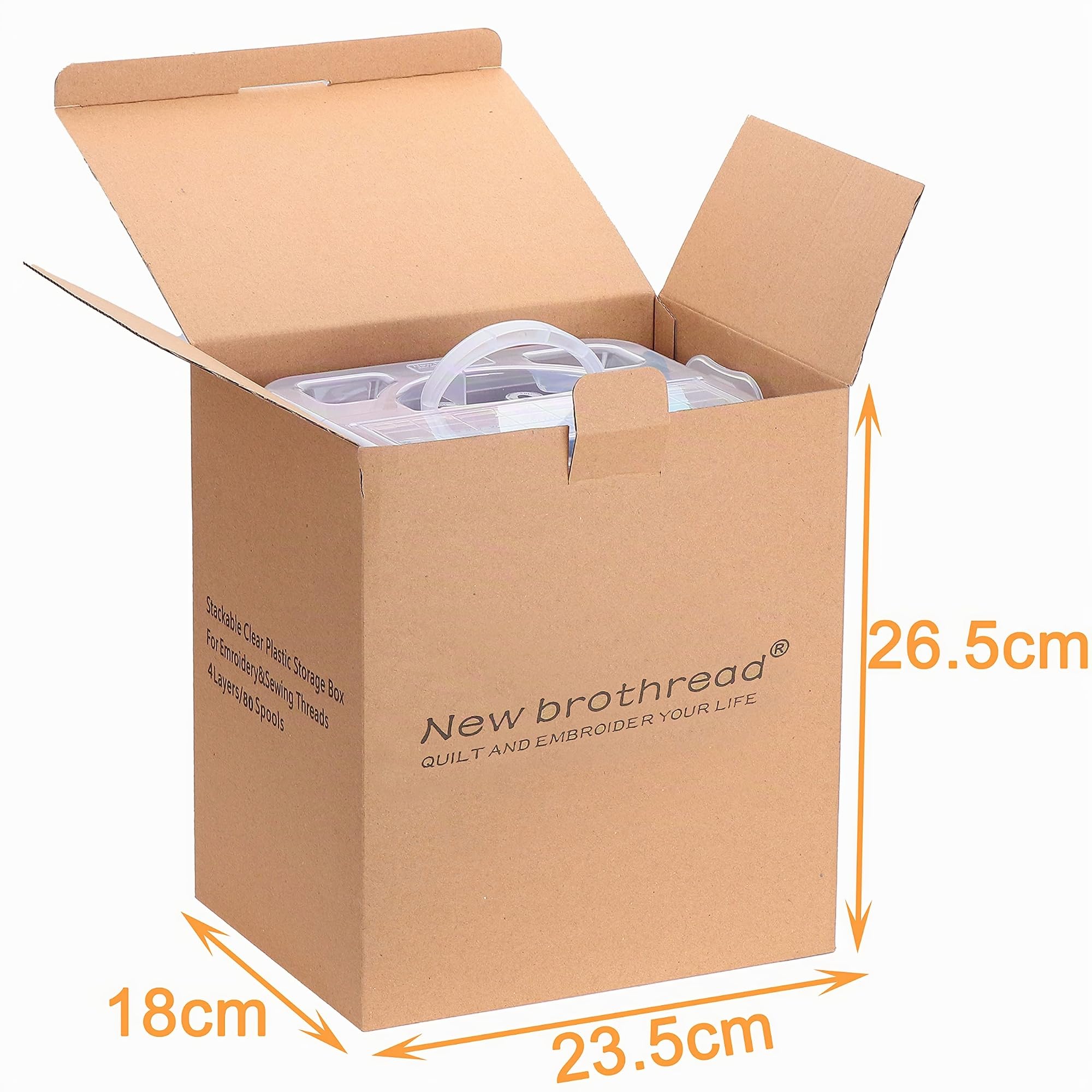 New brothread 80 Rocchetti da 500m di Filo per Ricamo a Macchina con scatola di plastica trasparente per la conservazione - Colori compatibili con i colori Janome e Robison-Anton