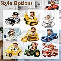 Vista 3 de Almohadas personalizadas con imagen, cara y nombre de dibujos animados personalizados en forma de coche, regalos divertidos personalizables