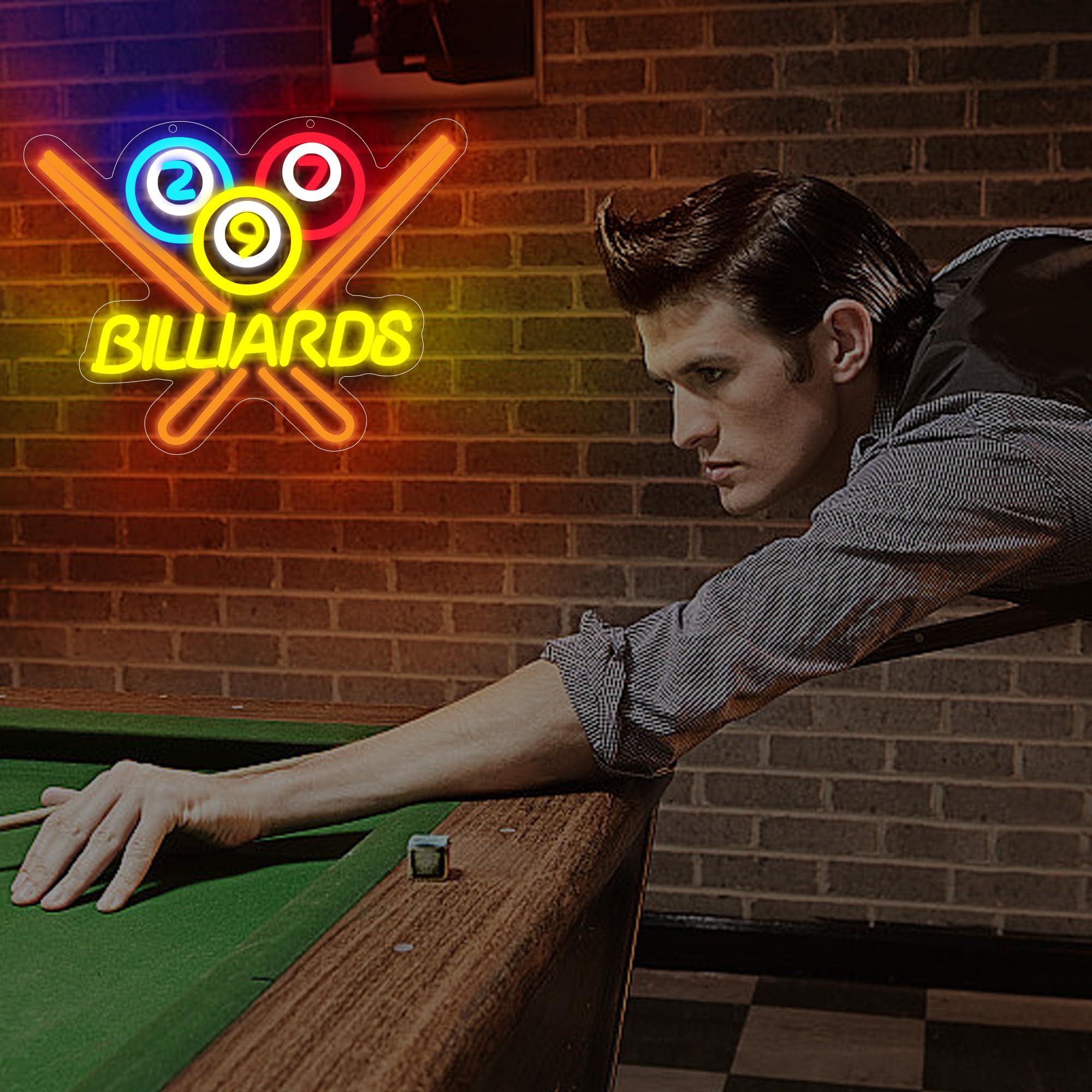 SHENEON Billiards Neon Sign for Wall Decor Bright Led Neon Light for Business Sign Billiards Led Lights for Billiards Lover Present Gym Bar Snooker Club Billiards Room Man Cave Size 13.8*11.4in(XD351) - Image 4