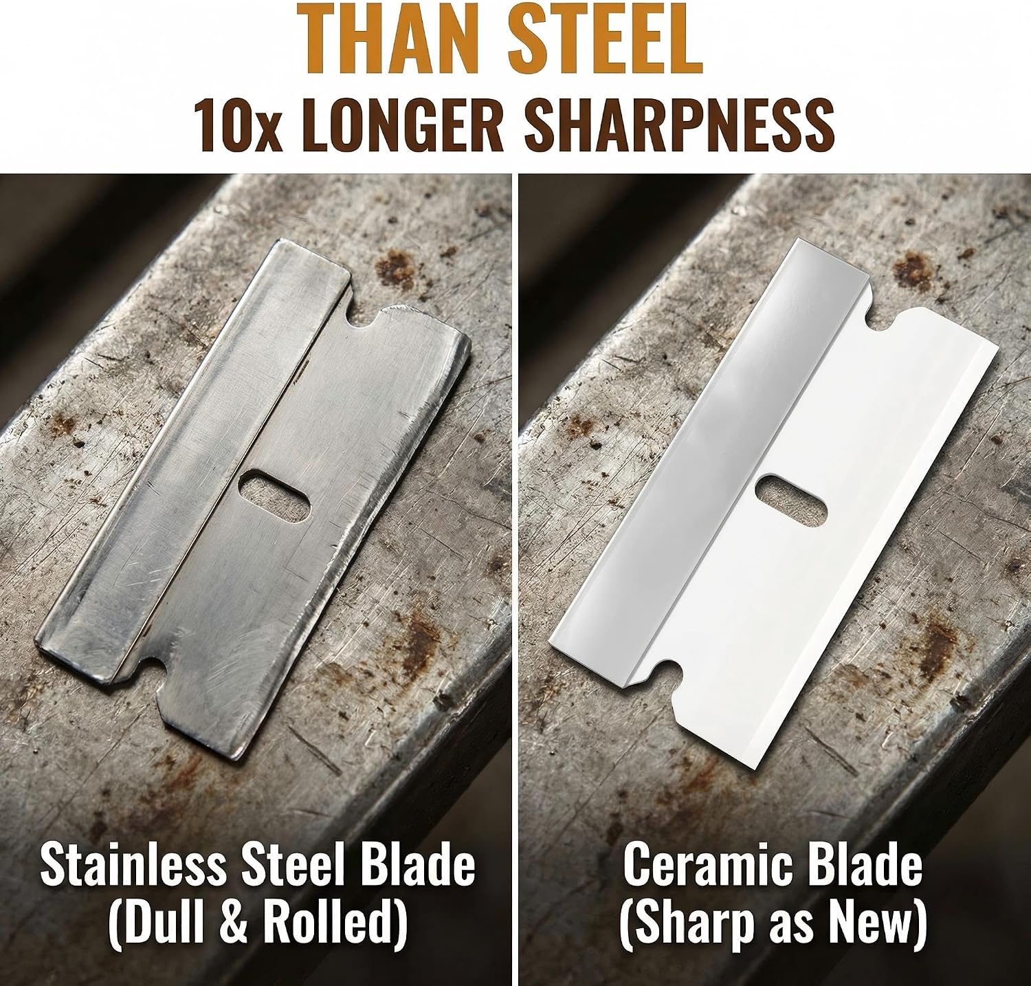 Ceramic single edge razor blades 12 Pack, Razor Blades Refiils for Razor Scraper, Industrial Safety rustproof, Heavy Duty One Edge Blades for Removing Glue, Stickers, Labels, Paint, Glass (white)