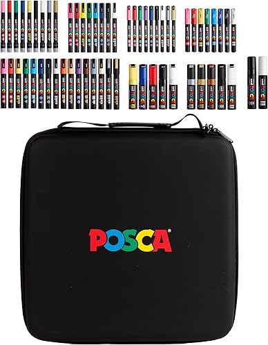 posca Juego de 62 marcadores de pintura surtidos con estuche de transporte, exclusivo juego navideño 350, 1MR, 1M, 3M, 5M, 7M, 8K y 17K posca Juego de 62 marcadores de pintura surtidos con estuche de transporte, exclusivo juego navideño 350, 1MR, 1M, 3M, 5M, 7M, 8K y 17K