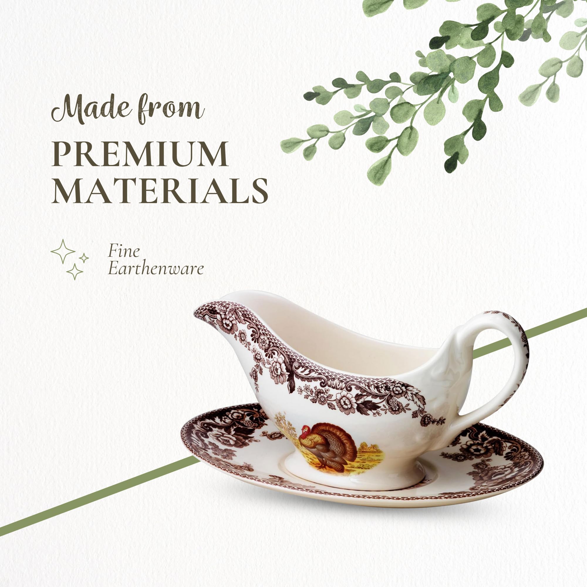 Amazon.com | Spode Woodland Turkey Sauce Boat with Stand - 11 oz