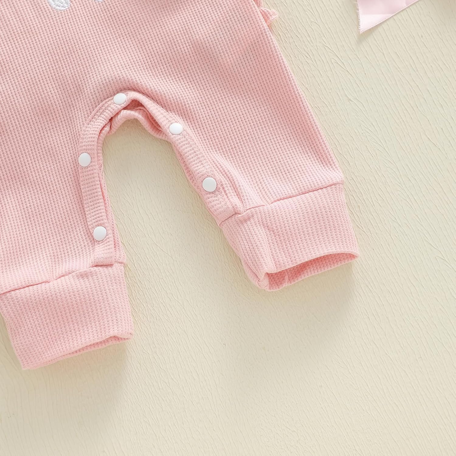 Newborn Baby Girl Coming Going Home Clothes She's Here Bow Embroidery Knit Romper Onesie Fall Winter Outfit - Image 7