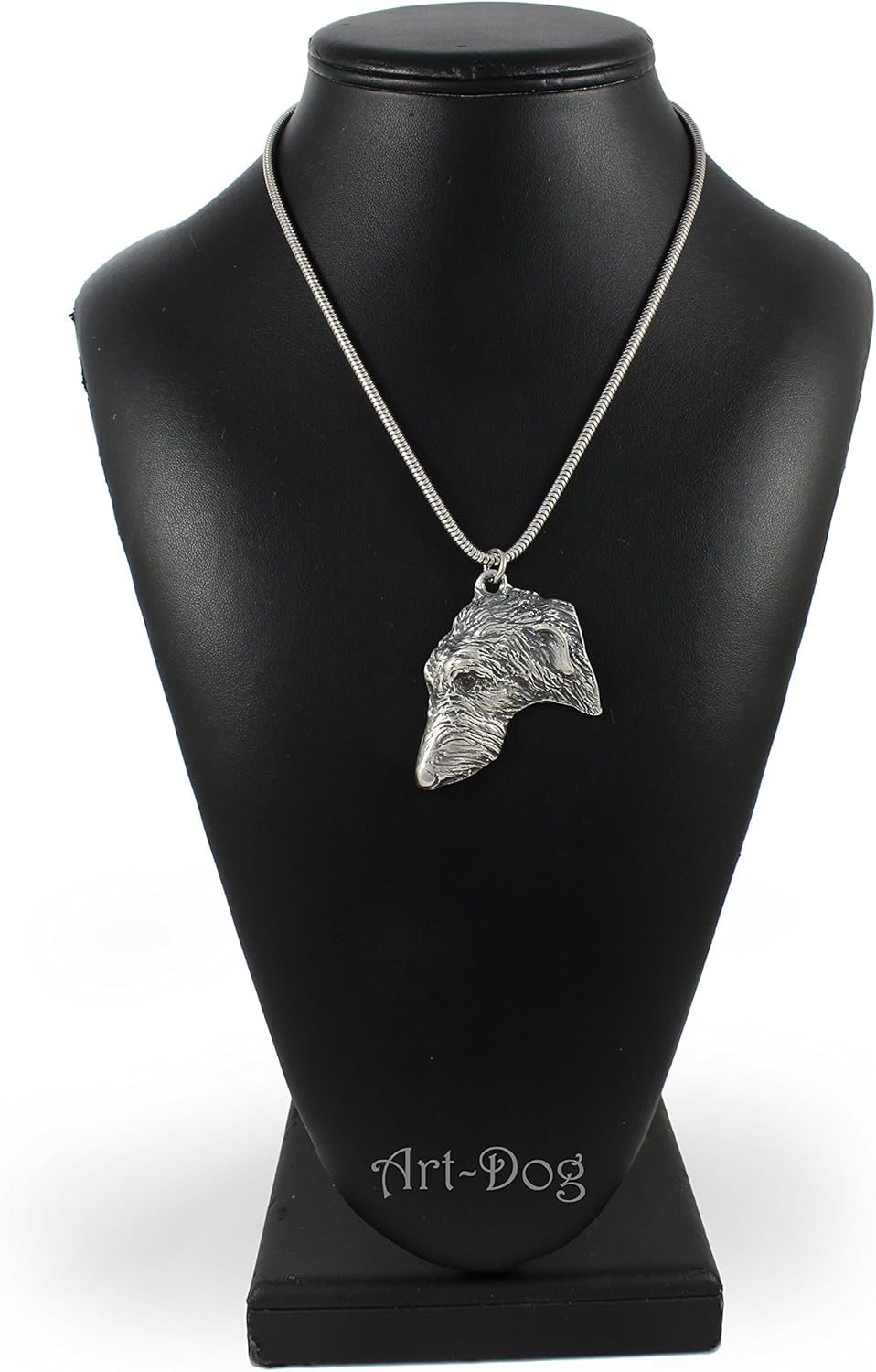 Art-Dog Collection Dog Pendant on Silver Thread - Handmade Dog Necklace with ZnAl Base and Silver Coating – Silver Dog Necklaces for Men and Women – Dog Breeds Jewelry – Deerhound