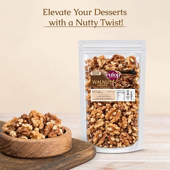 Rulop Walnuts Halves - California Walnuts - Premium Quality, Resealable Pouch, Nutrient-Rich (1kg)