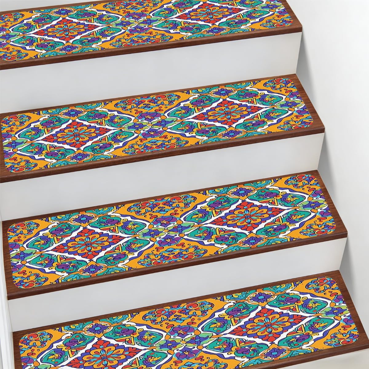Alfombra antideslizante elegante de estilo tribal suave con motivos de mandala retro