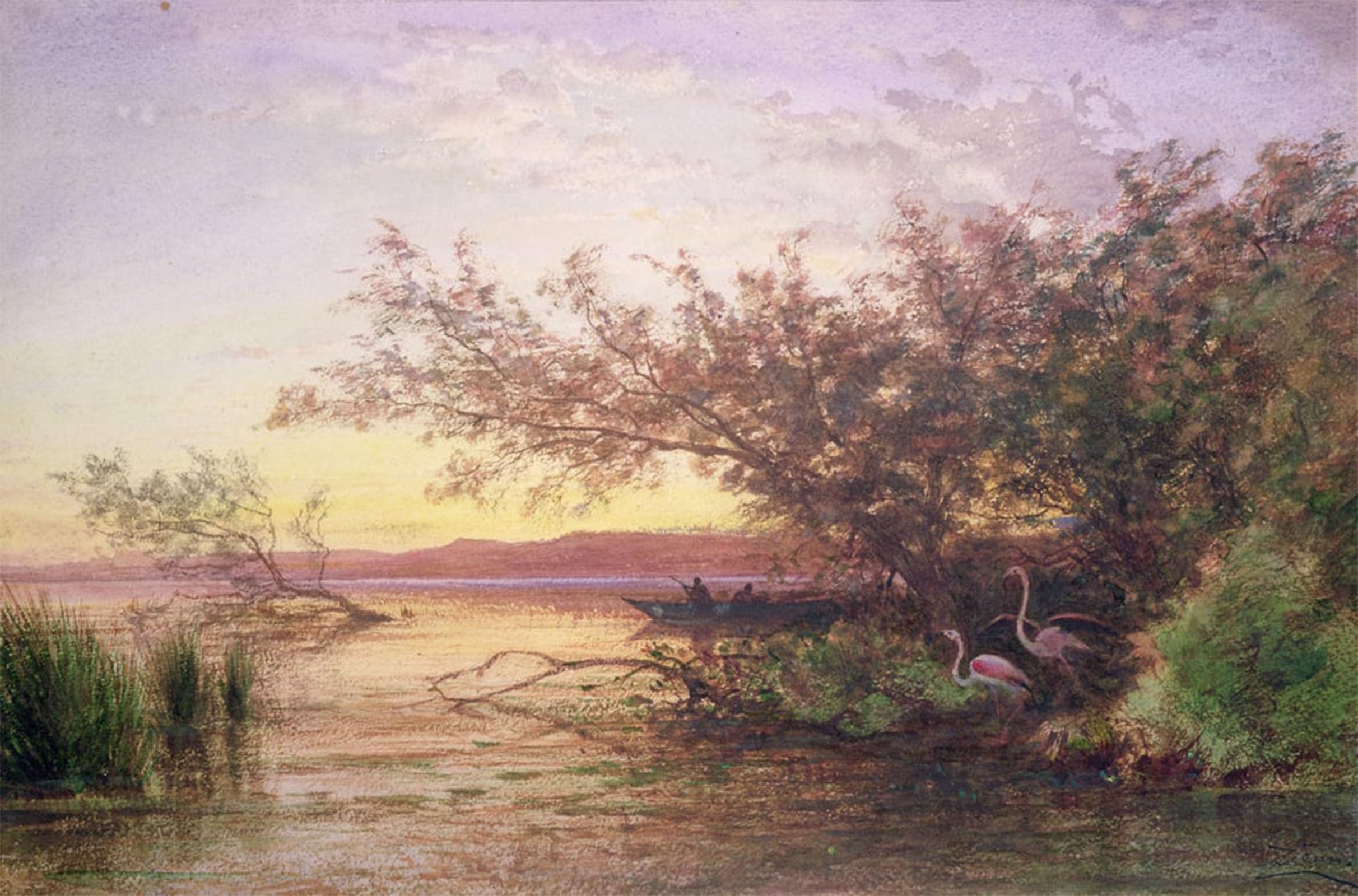 Art impression tableaux coucher de soleil camarguais Félix Ziem image murale 60x90