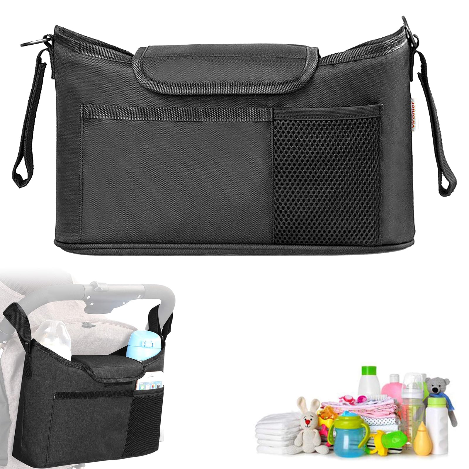 Organizer Per Passeggino PHILORN - Borsa Portaoggetti Con Portabevande Isolato, Tracolla, Grande Capacità - Foto 5