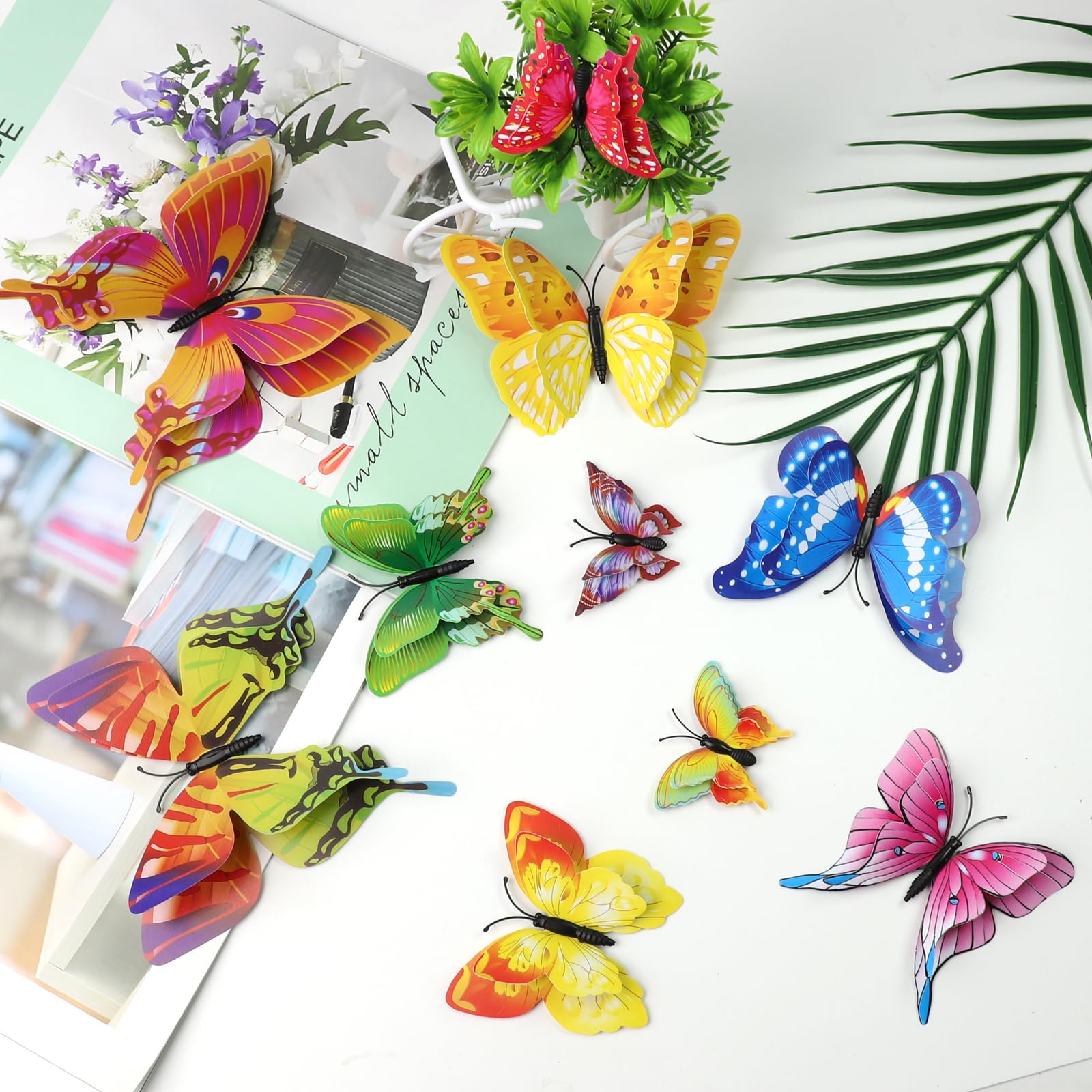 36 Piezas 3D Mariposas Decorativas Colores PVC Mariposa Decoración de Pared con Imanes y Adhesivos para Casa Dormitorio Habitación Refrigerador — view 6